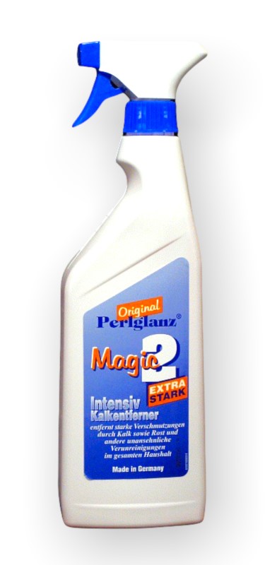 Perlglanz Magic2-Kalkloeser 500 ml mit Sprühkopf und von hell nach dunkelblau verlaufenden Etikett
